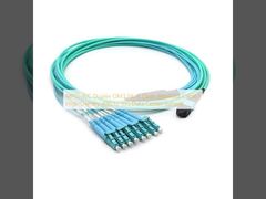 MPO-4LC Duplex OM3 Glasfaser-Breakout-Kabel | Hochdichter 40G-zu-10G-Rechenzentrum-Jumper