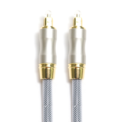kaufen Sprecher-Kasten optischen Kabels OD5.0 Knited Grey Rope Gold Plug Frosted Shell For CD/DVD Toslink Digital Audio online manufacture