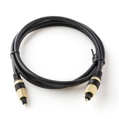 Toslink Digital Audio-Glasfaserkabel, PVC-beschichtetes goldenes Gehäuse, Metallbuchse, gelb, für Heimkino-CD-TV
