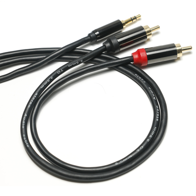 Cinch-Digital-Audiokabel, beschichtetes Metallgehäuse, schwarze PVC-Abdeckung, 3,5 mm Länge, 1,25 m, goldener Stecker für Autoradio