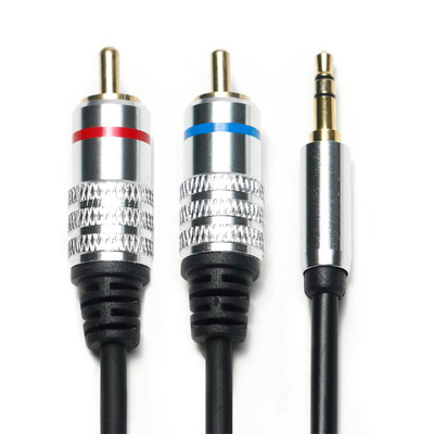 Factory oulet RCA 3,5 mm Audiokabel, rot, blau, Rand, PCV-Abdeckung, vergoldete Legierung für CD-TV-Soundbar