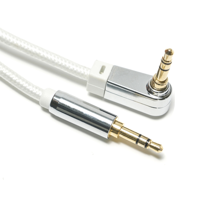 Weißes AUX-Digital-Audio-SPDIF-Kabel 90° 3,5 mm gestricktes Seil, beschichtete Aluminiumlegierung für Sound-Lautsprecher, Auto-Audio, 0,92 m