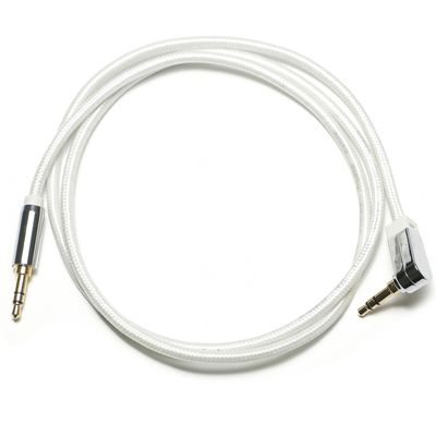 Weißes AUX-Digital-Audio-SPDIF-Kabel 90° 3,5 mm gestricktes Seil, beschichtete Aluminiumlegierung für Sound-Lautsprecher, Auto-Audio, 0,92 m