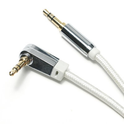 Weißes AUX-Digital-Audio-SPDIF-Kabel 90° 3,5 mm gestricktes Seil, beschichtete Aluminiumlegierung für Sound-Lautsprecher, Auto-Audio, 0,92 m