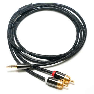Cinch-3,5-mm-Digital-Audiokabel, 2/1-Strickseil, vergoldeter goldener Anschluss für Soundbar-Autoradio