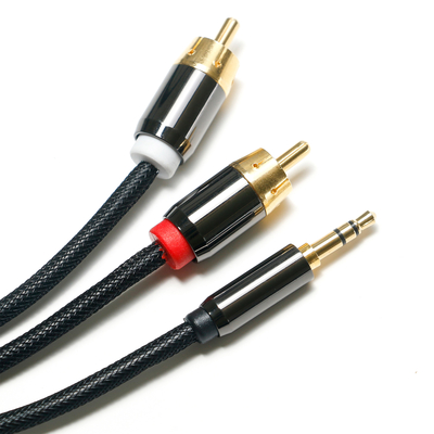 Cinch-3,5-mm-Digital-Audiokabel, 2/1-Strickseil, vergoldeter goldener Anschluss für Soundbar-Autoradio