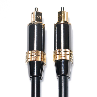Toslink-Digitalkabel OB6.0 PVC-Seil überzogener schwarzer Metallrand Goldene Schnittstelle 1,2 m, 2 m