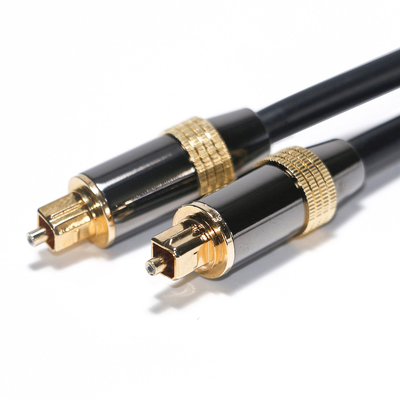 Toslink-Digitalkabel OB6.0 PVC-Seil überzogener schwarzer Metallrand Goldene Schnittstelle 1,2 m, 2 m
