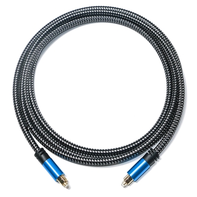 Toslink-Audiokabel, blau, digitales Glasfaserkabel, Toslink-Kabel, Aluminiumlegierung, Metallgehäuse, Nylongeflecht