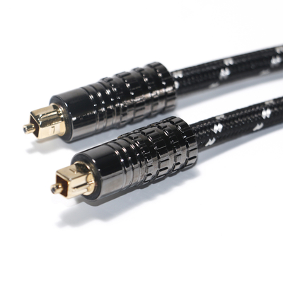 Toslink Digitales optisches Audiokabel OD5.0 Gestricktes Seil mit schwarzer strukturierter Hülle für Verstärker Soundbar 1,5 m, 3 m, 5 m