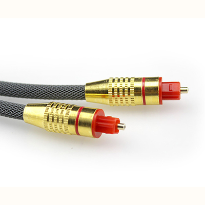 Toslink Digitales Glasfaserkabel, gewebtes Netz, vergoldete Schale, roter Anschluss, 1,2 m, 2 m, 3 m für Soundbar