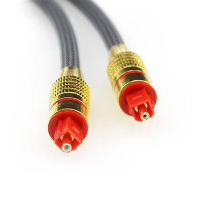 Toslink Digitales Glasfaserkabel, gewebtes Netz, vergoldete Schale, roter Anschluss, 1,2 m, 2 m, 3 m für Soundbar