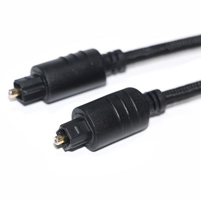 TOSLINK digitales Audiokabel, schwarz gestricktes Seil, vergoldet, runder Anschluss für DVD-Player, 1 m, 2 m, 3 m