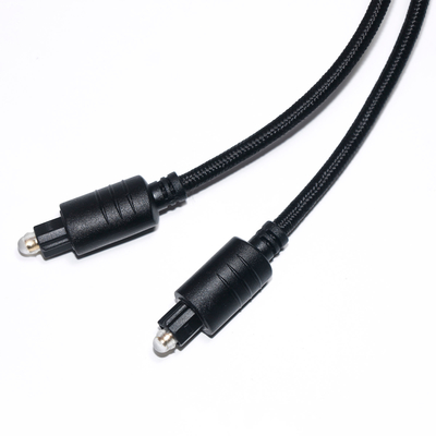 TOSLINK digitales Audiokabel, schwarz gestricktes Seil, vergoldet, runder Anschluss für DVD-Player, 1 m, 2 m, 3 m
