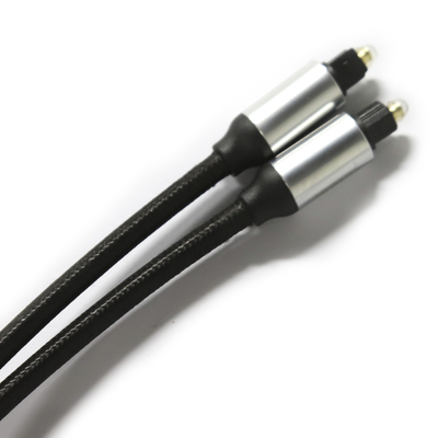 Toslink Digitales Glasfaserkabel OD4.0 Geflochtenes Kabel Kunststoffbeschichtetes Metallgehäuse Rundstecker für Soundbar CD-Player
