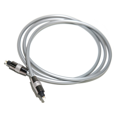 Toslink-Kabel-silbernes Seil OD5.0 aus optischen Fasern überzog Aluminiumtinte schwarze Shell For Amplifier Soundbar 1.5M 3M 5M