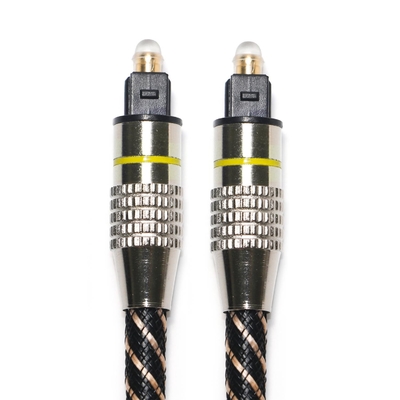 Gelbes optisches TOSLINK-Audiokabel Nylongeflochtener OD4.0-metallbeschichteter Stecker