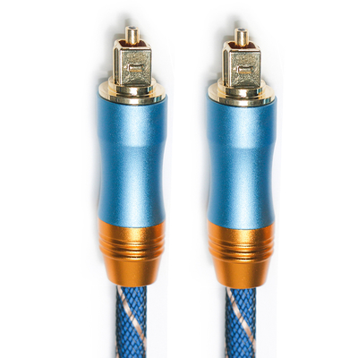 Toslink Digitalkabel Premium OD6.0 gestricktes Seil, plattiert, mattierte Schale, quadratische Schnittstelle, blau, 1,5 m, HiFi-Sound für Subwoofer