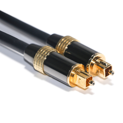 Toslink-Digitalkabel OB6.0 PVC-Seil überzogener schwarzer Metallrand Goldene Schnittstelle 1,2 m, 2 m