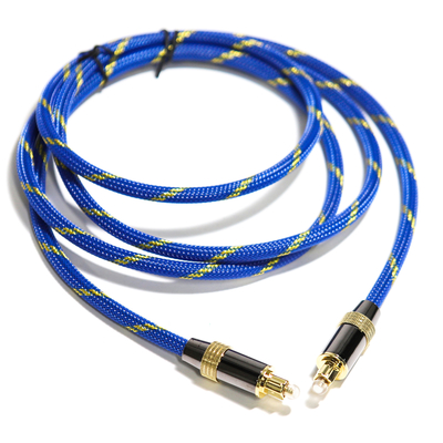 Toslink Didital Optical Cable Plated Golden 4K Port gewebtes blaues Seil Koaxialer HiFi-Sound für audiophile HiFi 1.2M 2M