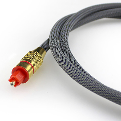 Toslink Digitales Glasfaserkabel, gewebtes Netz, vergoldete Schale, roter Anschluss, 1,2 m, 2 m, 3 m für Soundbar