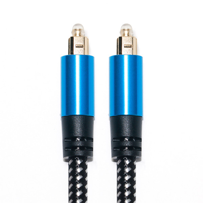 Toslink-Audiokabel, blau, digitales Glasfaserkabel, Toslink-Kabel, Aluminiumlegierung, Metallgehäuse, Nylongeflecht